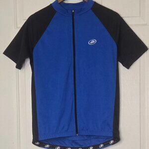 Performance Elite Men's Cycling Jersey Blue/Black Full Zip Road Bike Shirt